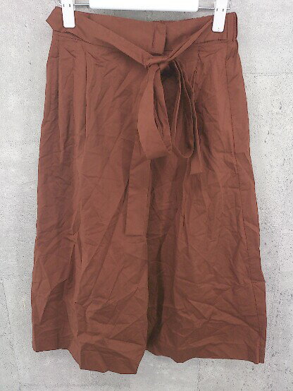 ◇ NOMBRE IMPAIR ノンブル アンペール 腰ひも付 膝下丈 フレア スカート F ブラウン * 【中古】