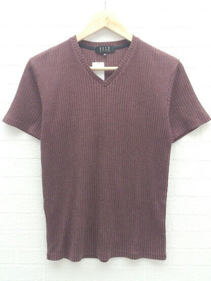 ◇ ELLE リブ 半袖 Tシャツ 46 ブラウン メンズ 【中古】
