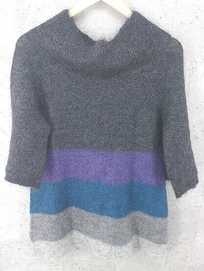 ◇ green label relaxing グリーンレーベル UNITED ARROWS モヘヤ混 ニット 長袖 セーター ブラック マルチ * 1002799211369 【中古】