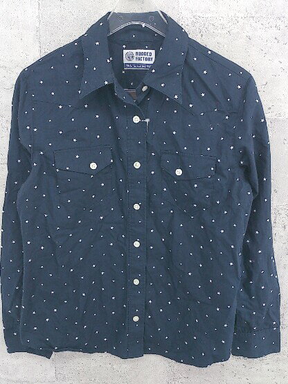 ◇ rugged factory ラギッドファクトリー 星 スター 総柄 長袖 シャツ ネイビー * 1002799284158 【中古】