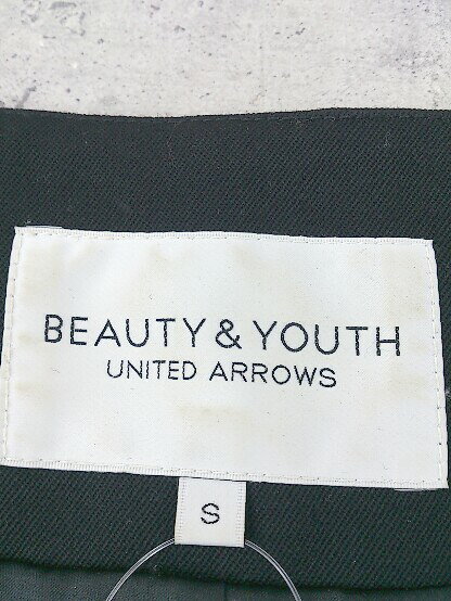 ◇ BEAUTY & YOUTH ビューティアンドユース UNITED ARROWS ビジュー 長袖 ノーカラー ジャケット S ブラック * 【中古】