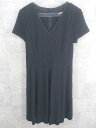 ◇ BANANA REPUBLIC バナナリパブリック Vネック 半袖 膝丈 ワンピース 2 ブラック * 【中古】