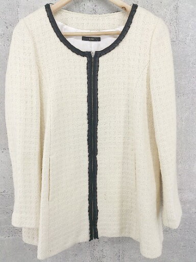 ◇ DURAS デュラス 長袖 ノーカラー コート F アイボリー * 【中古】 ◇ DURAS デュラス 長袖 ノーカラー コート F アイボリー * 【中古】