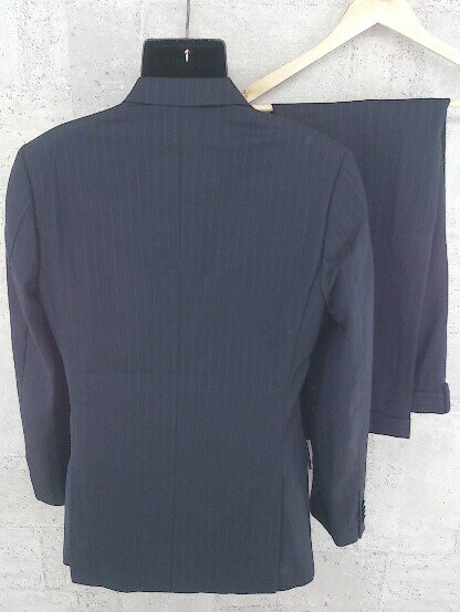 ◇ bigvision ビッグヴィジョン 背抜き 2B ネーム刺繍あり シングル パンツ スーツ ネイビー # 【中古】