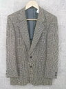 ◇ DAKS ダックス ネーム刺繍有り 2B チェック 長袖 テーラードジャケット サイズ92YA6 ベージュ ブラック グレー メンズ 【中古】