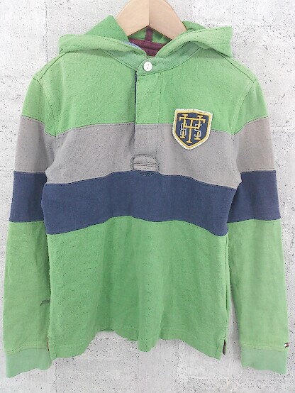 ◇ TOMMY HILFIGER トミーヒルフィガー キッズ 子供服　ロゴ　刺繍　 長袖 シャツ S/P グレー　グリーン..
