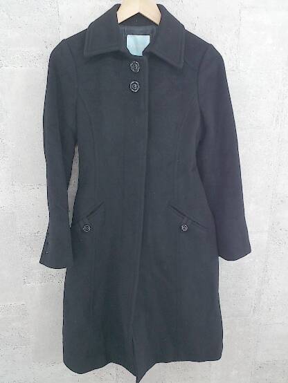 ■ voicemail ヴォイスメール ベルト付き アンゴラ混 ロング コート 36 ブラック * 1002799918725 【中古】