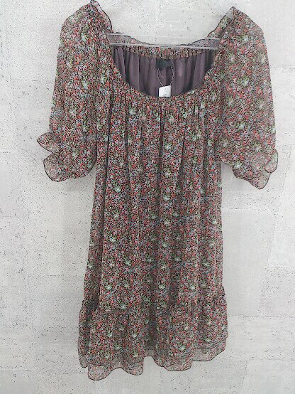 ◇ JEANASIS ジーナシス 花柄 フラワー 半袖 チュニック ミニ ワンピース マルチ * 1002799989701 【中古】