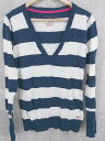 ◇ AEROPOSTALE エアロポステール Vネック 長袖 ニット セーター L ブルー ホワイト * 1002800095117 【中古】
