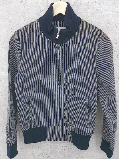 ◇ ROSE BUD ローズバッド ストライプ 長袖 ジップアップ ジャケット 1 ネイビー ホワイト * 【中古】