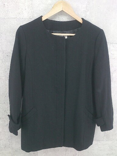■ Adam et Rope’ アダム エ ロペ 長袖 ノーカラー コート 38 ブラック * 【中古】 ■ Adam et Rope’ アダム エ ロペ 長袖 ノーカラー コート 38 ブラック * 【中古】