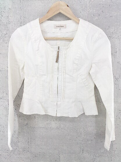◇ L'EST ROSE レストローズ 長袖 ノーカラー ジャケット 2 オフホワイト系 * 1002800215096 【中古】
