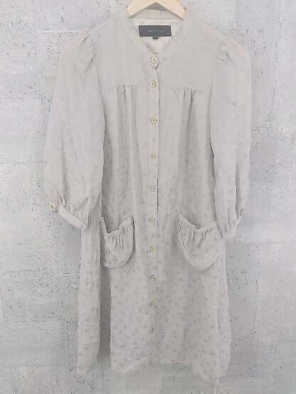 ◇ Jewel Changes ジュエル チェンジズ UNITED ARROWS 水玉 ドット 七分袖 チュニック ミニ ワンピース 36 ベージュ * 【中古】