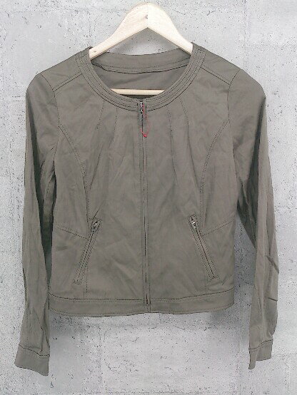 ◇ COUP DE CHANCE クードシャンス ジップアップ 長袖 ノーカラー ジャケット 36 ブラウン * 【中古】