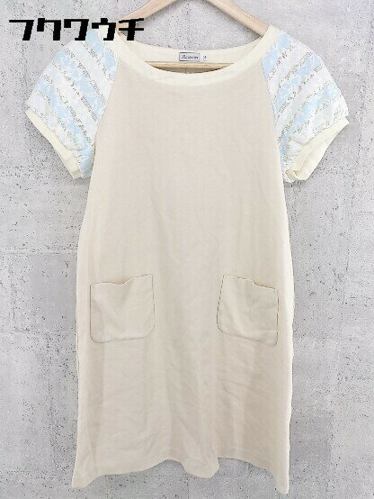 ◇ anatelier アナトリエ レース 半袖 ミニ ワンピース サイズ38 ベージュ ブルー レディース 【中古】