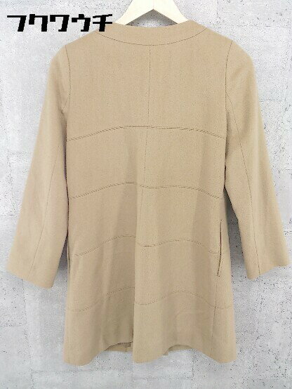 ■ NATURAL BEAUTY BASIC ナチュラルビューティーベーシック 長袖 ノーカラー コート サイズS ベージュ レディース 【中古】