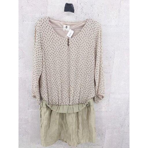 ◇ Bou Jeloud ブージュルード 総柄 切替 長袖 膝丈 ワンピース サイズ38 ベージュ レディース P 【中古】 ◇ Bou Jeloud ブージュルード 総柄 切替 長袖 膝丈 ワンピース サイズ38 ベージュ レディース P 【中古】