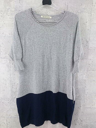 ◇ green label relaxing UNITED ARROWS 五分袖 ミニ チュニック ニット ワンピース グレー ネイビー レディース 【中古】 ◇ green label relaxing UNITED ARROWS 五分袖 ミニ チュニック ニット ワンピース グレー ネイビー レディース 【中古】