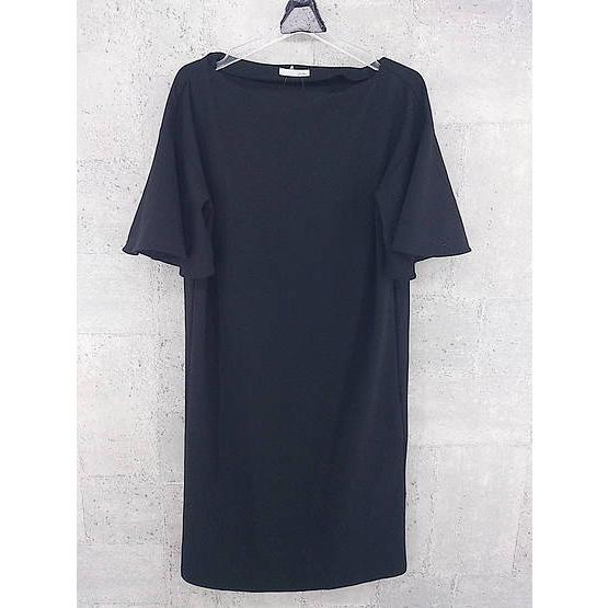 ◇ philter?フィルター? ボートネック フレアスリーブ 七分袖 膝下丈 ワンピース サイズ M ブラック レ..