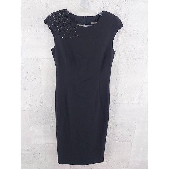 ◇ ZARA BASIC ラインストーン バックジップ フレンチスリーブ 膝丈 ワンピース EUR・USA/S MEX/26 ブラ..