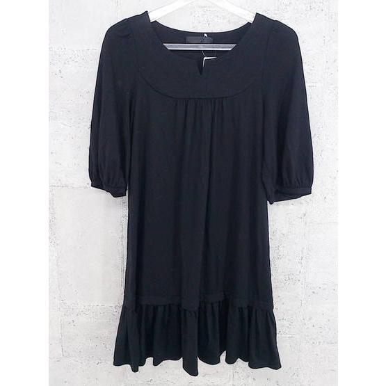 ◇ UNTITLED アンタイトル 七分袖 ミニ ワンピース 0 ブラック * 【中古】