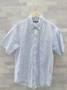 ◇ moda linega モーダリネガ ストライプ 半袖 シャツ L ホワイト ブルー # 【中古】