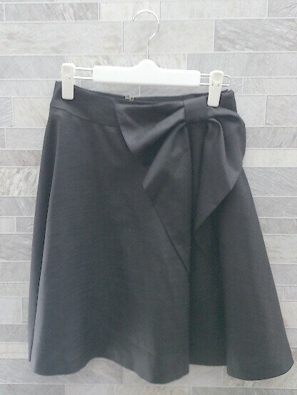 ◇ anatelier アナトリエ 膝丈 フレア スカート 36 ブラック * 【中古】
