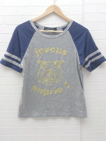 ◇ jevous enprie! ジュヴゾンプリ 半袖 プリント Tシャツ カットソー 1 グレー　ネイビー # 【中古】