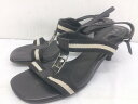 ◇ ◎ BALLY バリー アンクルストラップ ヒール サンダル サイズEU 36 1/2 US 6 ブラック オフホワイト レディース 【中古】