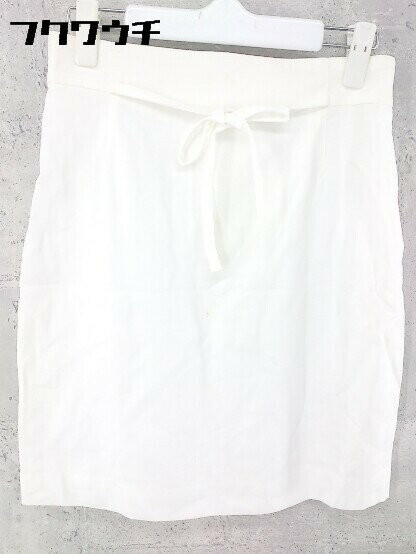 ◇ ESCADA エスカーダ バックジップ リボン ミニ 台形 スカート サイズF36 ホワイト レディース 【中古】 【中古】
