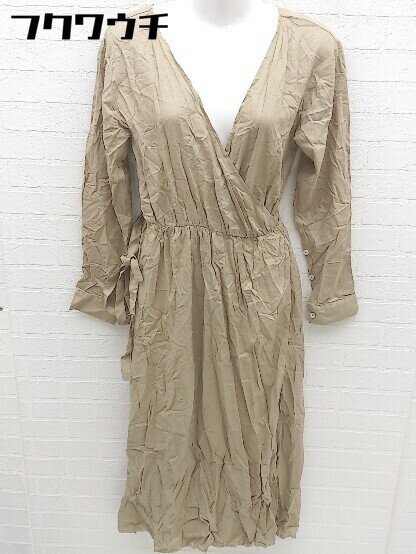 ◇ HOLIDAY ホリデイ 長袖 ロング カシュクール ワンピース ベージュ レディース 【中古】 【中古】