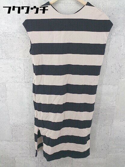 ◇ SHIPS シップス ボーダー ノースリーブ 膝丈 ワンピース ベージュ ブラック レディース 【中古】 【中古】