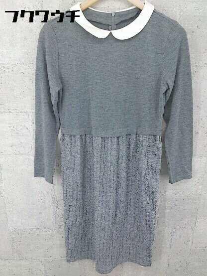 ◇ green label relaxing グリーンレーベルリラクシング UNITED ARROWS 長袖 膝丈 ワンピース グレー レディース 【中古】 【中古】