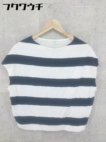 ◇ URBAN RESEARCH DOORS ボーダー フレンチスリーブ Tシャツ カットソー サイズOne ネイビー ホワイト レディース 【中古】 【中古】