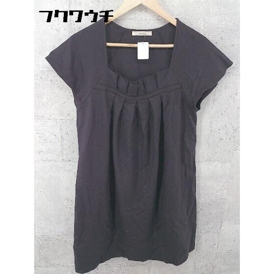 ◇ Perle Peche ペルルペッシュ 半袖 膝丈 ワンピース サイズ38 ダークブラウン レディース 【中古】 【中古】