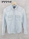 ◇ AMERICAN EAGLE OUTFITTERS ダメージ加工 長袖 デニム ウエスタン シャツ サイズXS インディゴ レディース 【中古】 【中古】