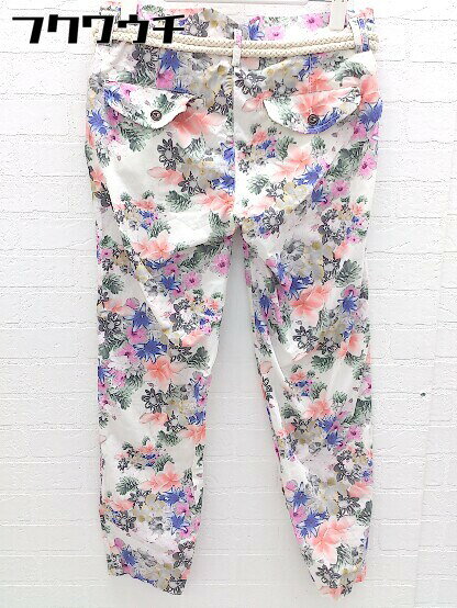 ◇ ◎ FRANKLIN & MARSHALL フランクリンマーシャル 花柄 ベルト紐付き パンツ サイズ26 ホワイト系 レディース 【中古】