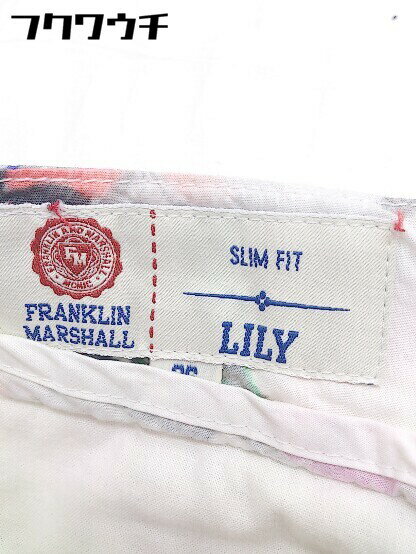 ◇ ◎ FRANKLIN & MARSHALL フランクリンマーシャル 花柄 ベルト紐付き パンツ サイズ26 ホワイト系 レディース 【中古】