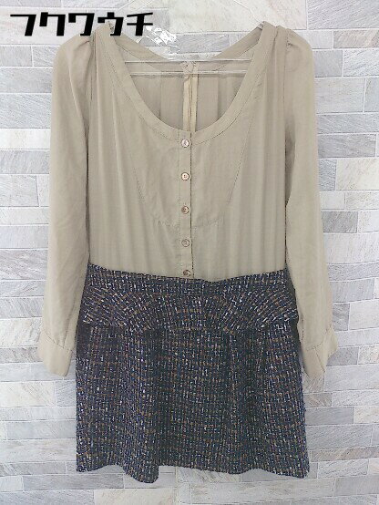 ◇ Broderie & Co ブロードゥリー&コー nano universe 長袖 ミニ ワンピース サイズ36 ブラウン ネイビー レディース 【中古】