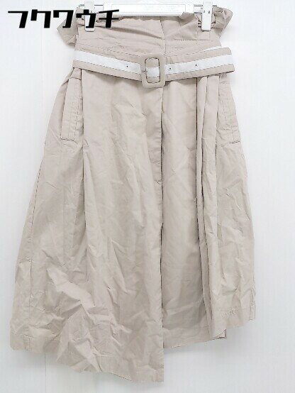 ◇ ◎ ECLIN エクラン ハイウエスト アシンメトリー 膝下丈 ラップ巻き スカート サイズF ベージュ レディース 【中古】