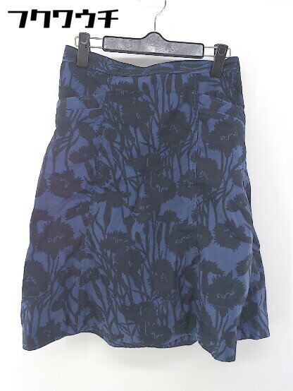 ◇ MARC JACOBS マークジェイコブス 総柄 膝丈 フレア スカート サイズ2 ブラック ネイビー レディース 【中古】