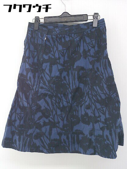◇ MARC JACOBS マークジェイコブス 総柄 膝丈 フレア スカート サイズ2 ブラック ネイビー レディース 【中古】