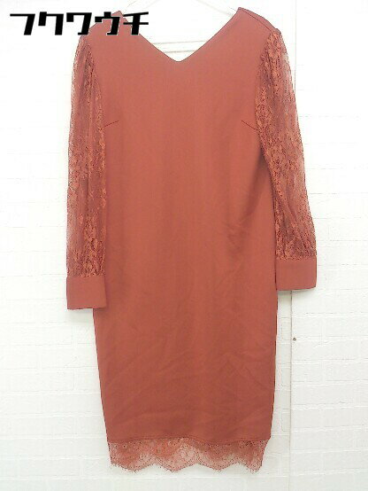◇ GIRL ガール レース 切替 長袖 ミニ ワンピース サイズS オレンジ ブラウン系 レディース 【中古】