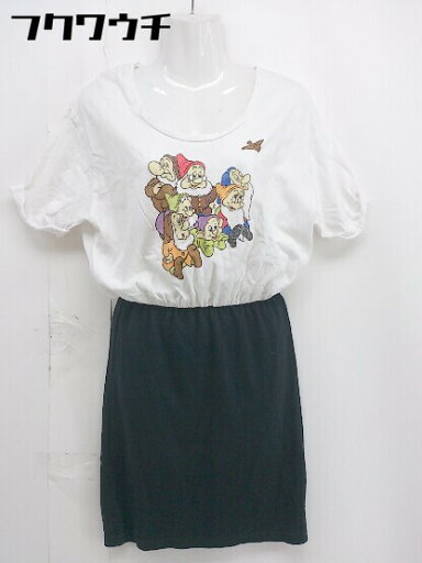 ◇ Disney ディズニー キャラクター柄 半袖 膝丈 ワンピース サイズ 1 ホワイト ブラック レディース 【中古】 ◇ Disney ディズニー キャラクター柄 半袖 膝丈 ワンピース サイズ 1 ホワイト ブラック レディース 【中古】