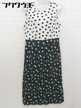 ◇ ZARA 水玉 ノースリーブ 膝下丈 プリーツ ワンピース サイズEUR M USA M MEX 28 オフホワイト ブラック レディース 【中古】