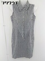 ◇ Apuweiser riche チェック ノースリーブ 膝丈 ワンピース サイズ38 ブラック オフホワイト レディー..