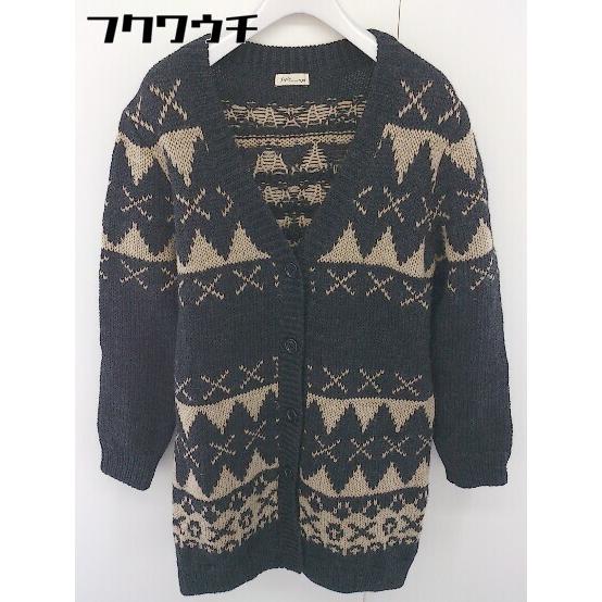 ■ ◎ FREDY REPIT NOLLEY'S ウール ニット セーター 長袖 ロングカーディガン サイズ38 ブラック ベージュ レディース 【中古】
