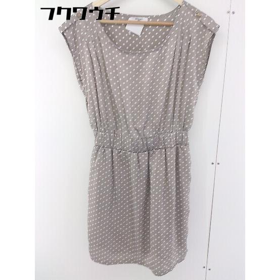 ◇ NATURAL BEAUTY BASIC サテン調 水玉 ドット フレンチスリーブ ミニ ワンピース サイズ S ベージュ ホワイト レディース 【中古】