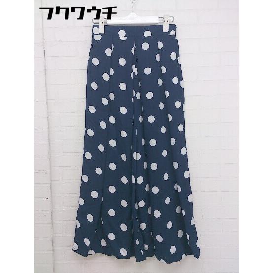 ◇ merlot メルロー 水玉 タック ワイドパンツ サイズ F ネイビー ホワイト レディース 【中古】 【中古】
