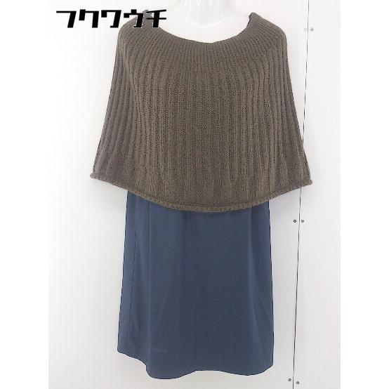◇ ◎ ●未使用● shuca 切替 ニット レイヤード ノースリーブ ミニ ワンピース サイズ L ネイビー ブラウン レディース 【中古】